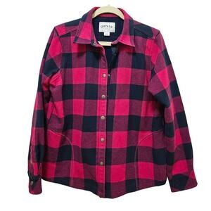 Orvis‎ Classic Collection Shacket Red Black checkers. Sz Ws Large. Fleece lined.